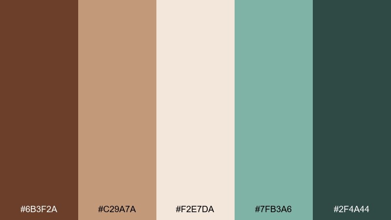 macchiato mint coffee brown color palette with hex codes