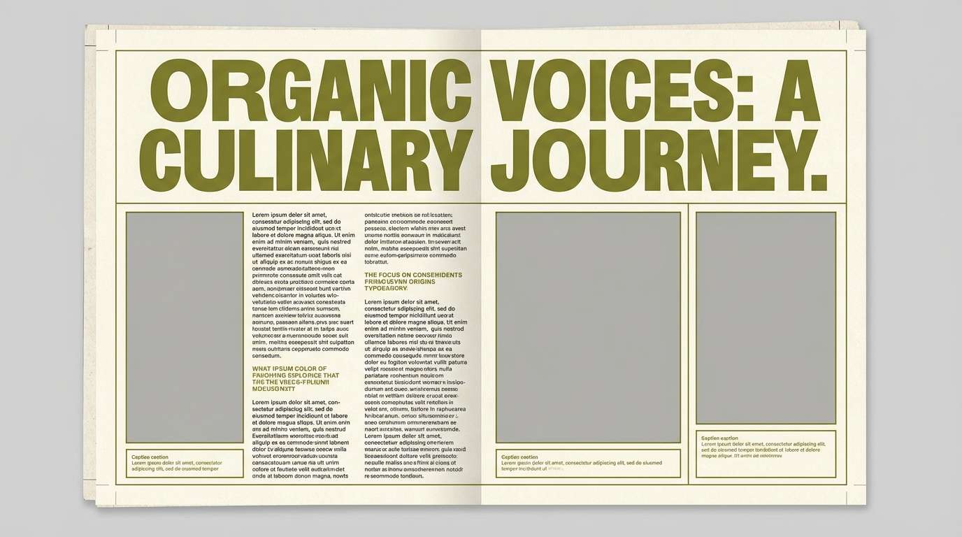 editorial spread with olive accents