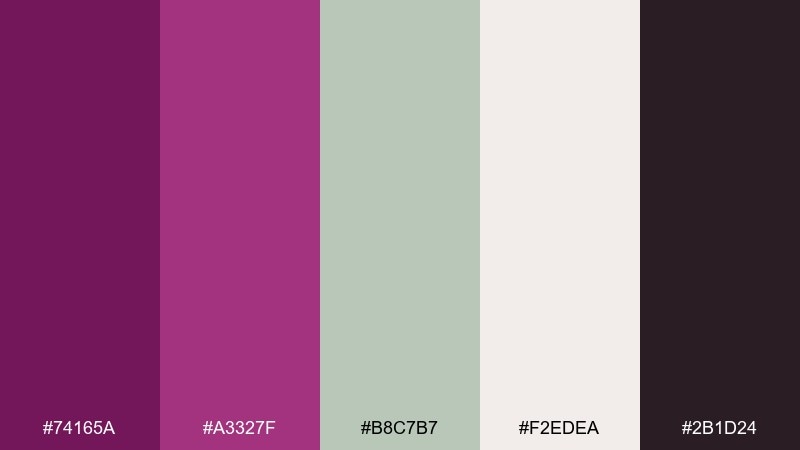 magenta & sage studio dark magenta color palette with hex codes