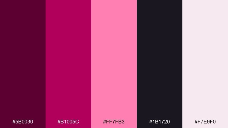 magenta ink midnight dark pink color palette with hex codes
