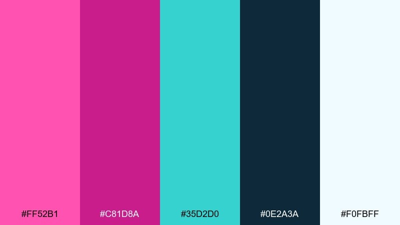 magenta ocean breeze color palette with hex codes