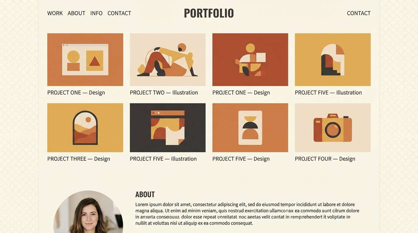 neutral portfolio website mockup