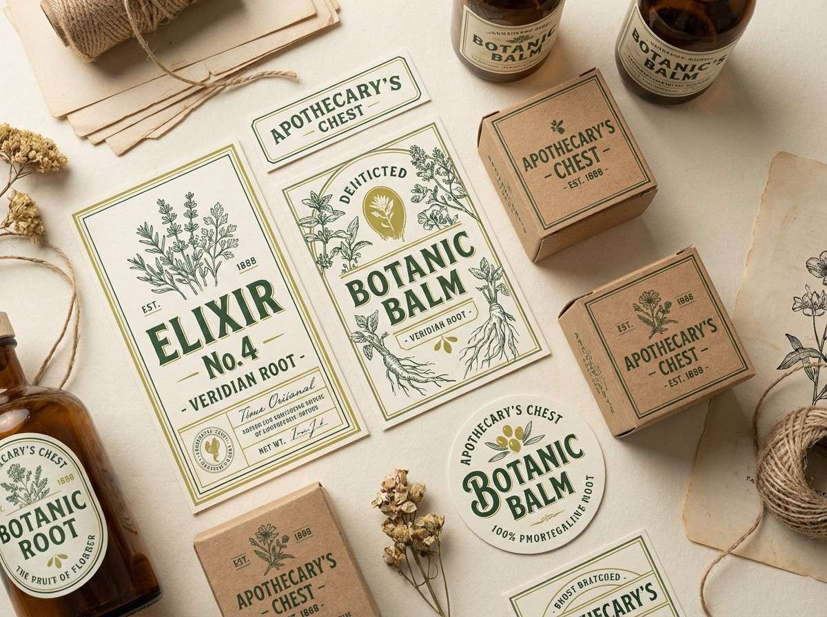 apothecary label design set