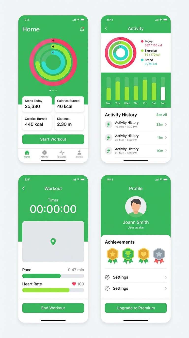 spring fitness app ui