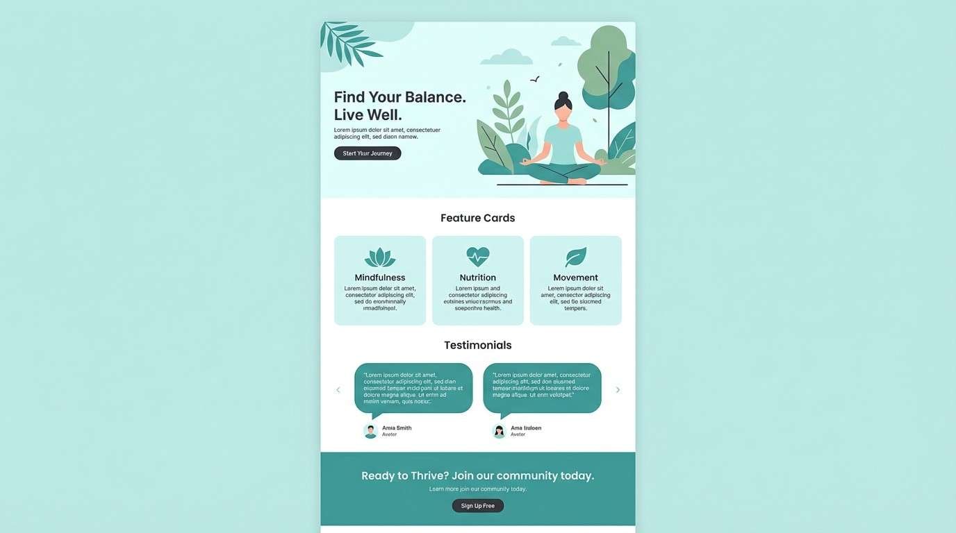 creek wellness landing mockup