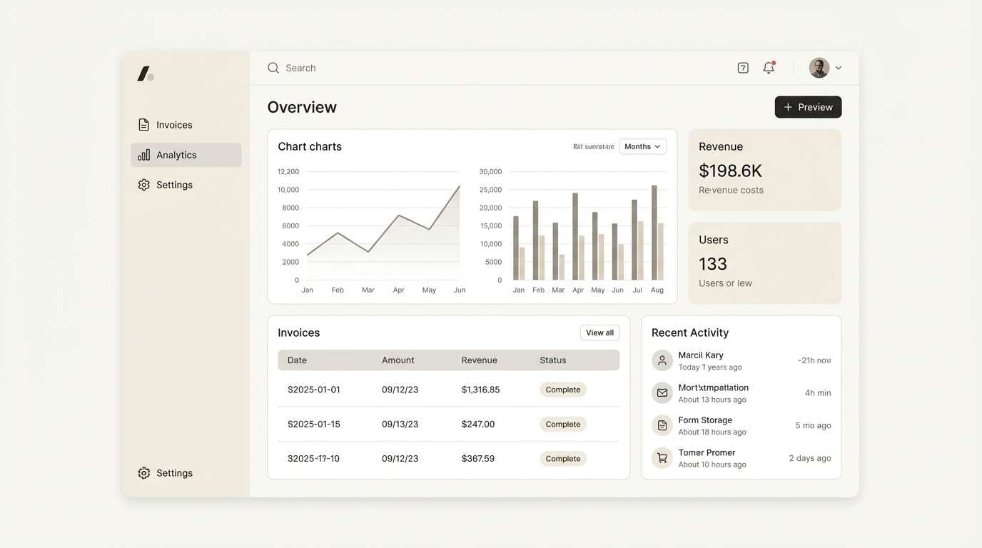 calm neutral dashboard ui
