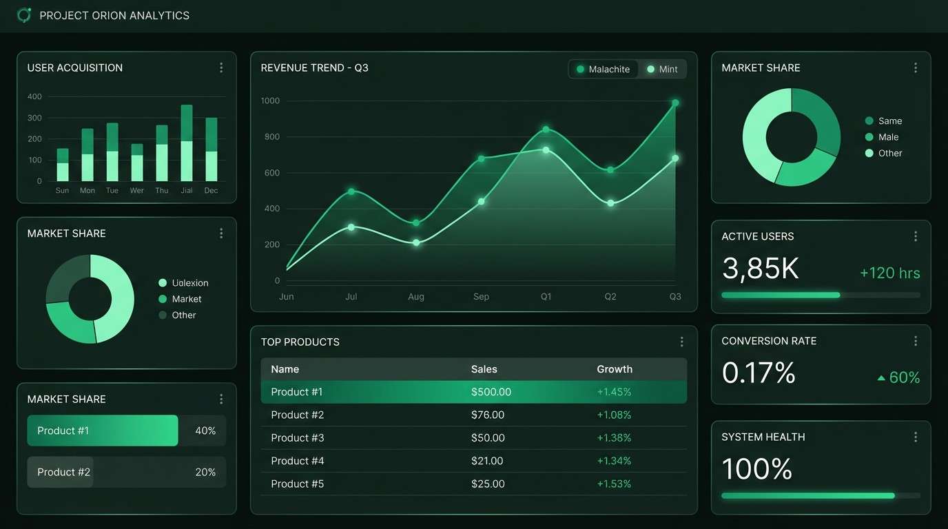 dark green dashboard ui