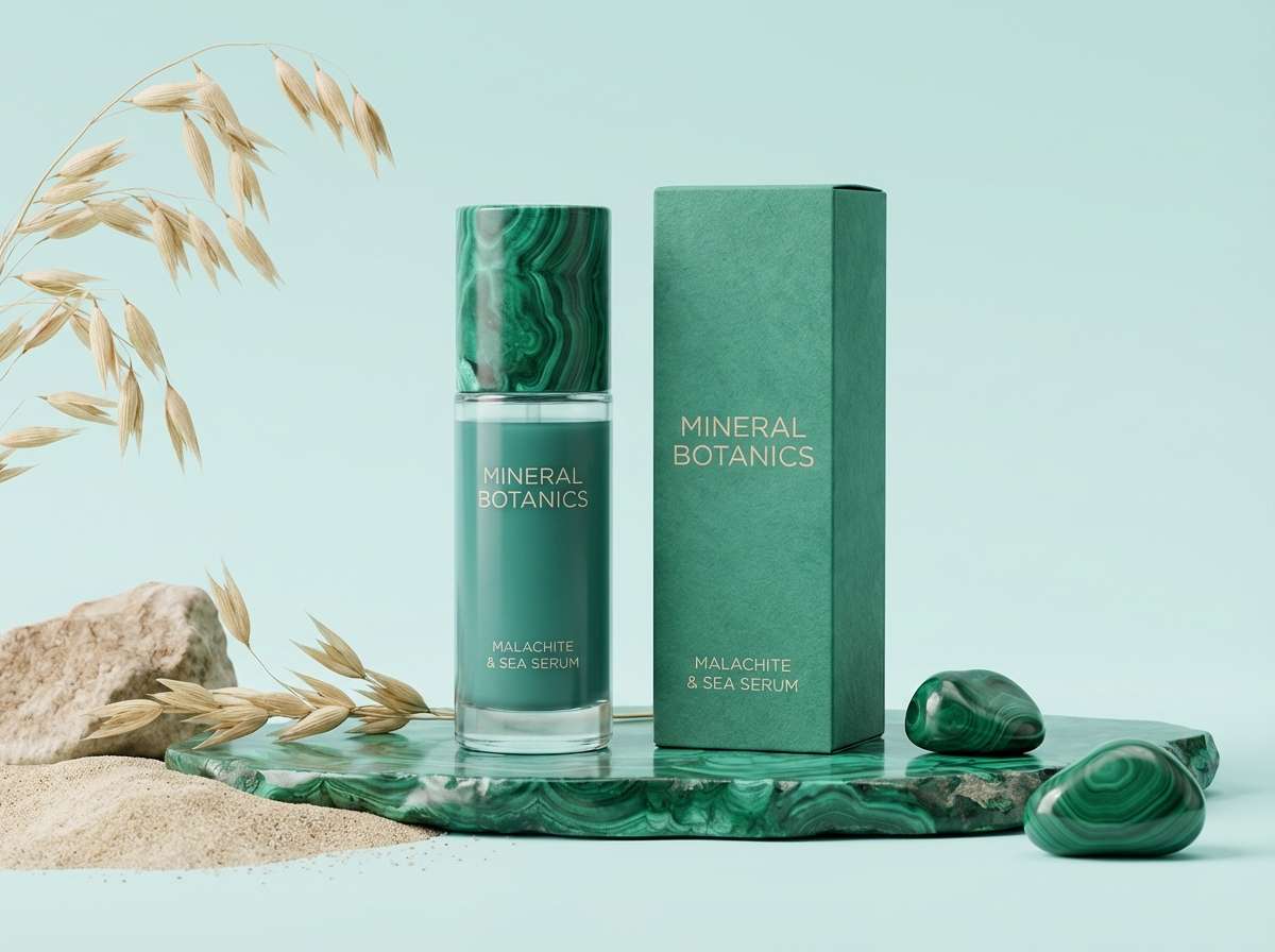 skincare ad in green tones