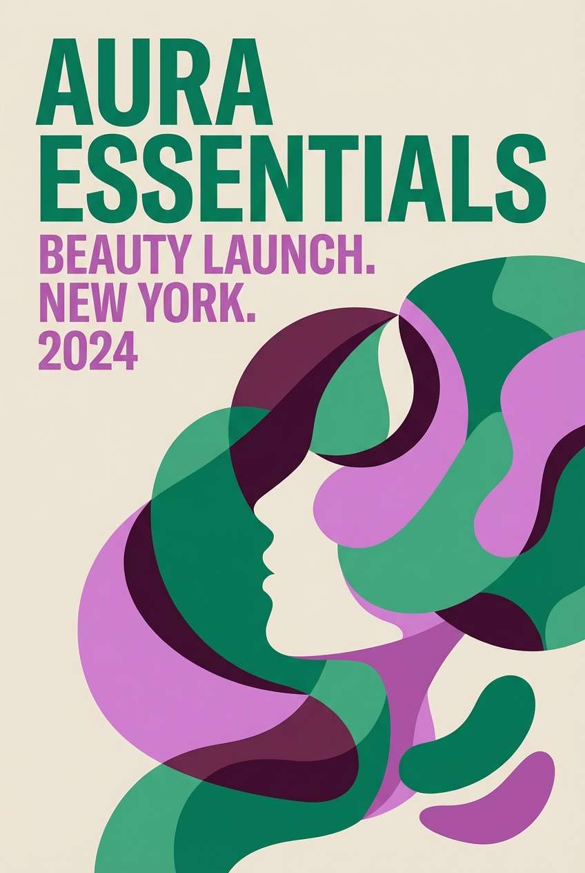 beauty launch poster in green