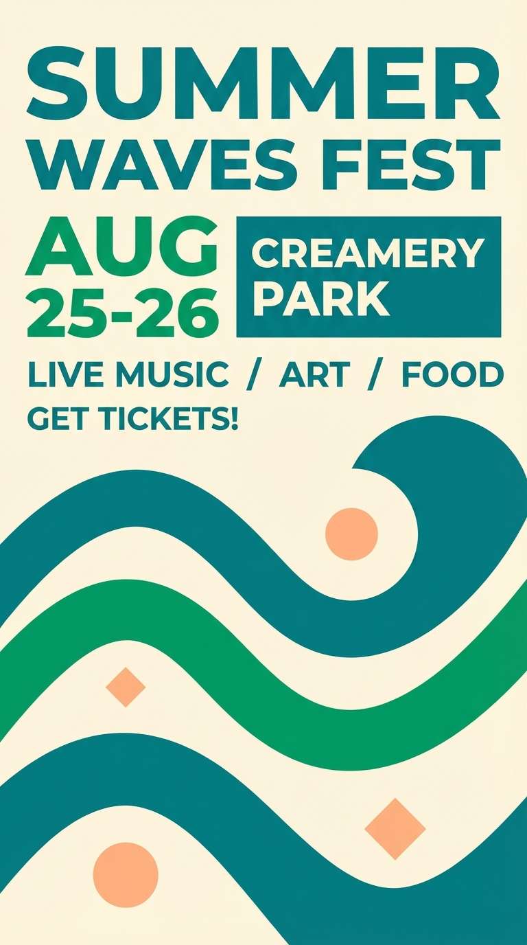 summer flyer with green waves