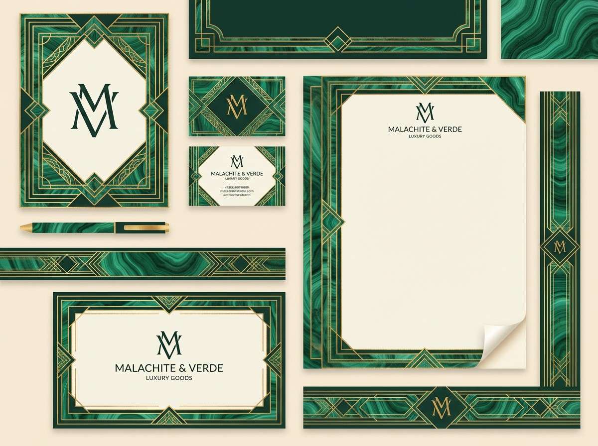 art deco green brand kit