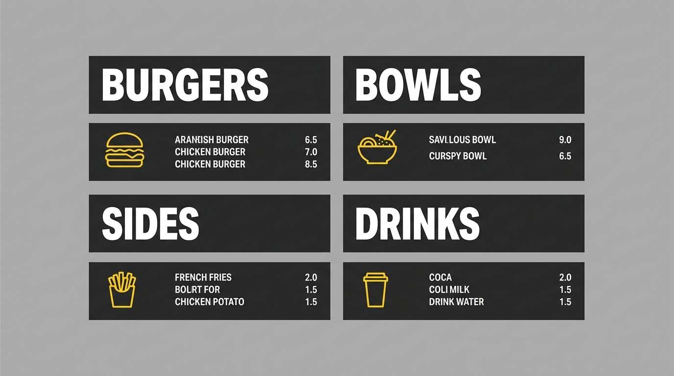 mall food court menu