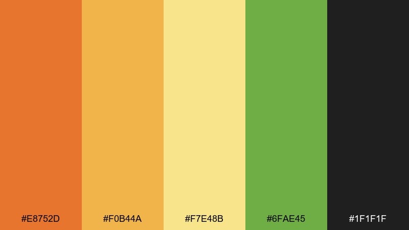 mango leaf editorial color palette with hex codes