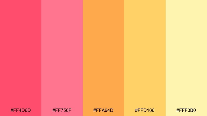 mango sorbet gradient color palette with hex codes