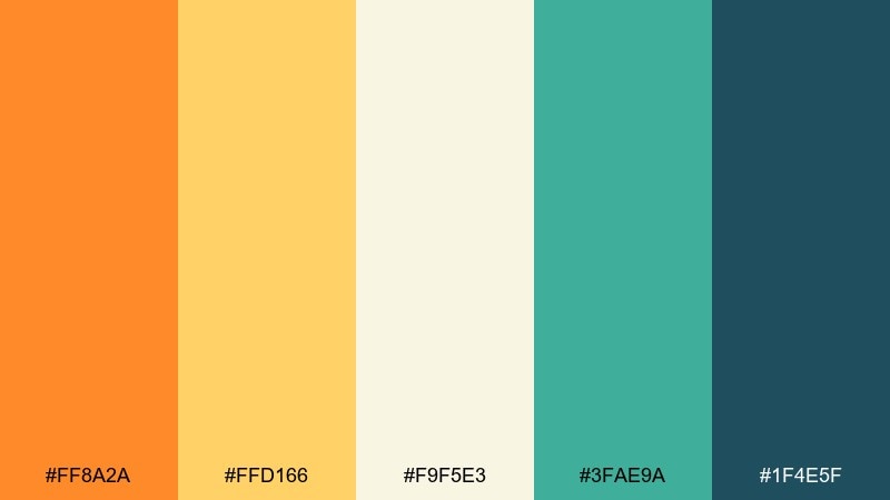 mango sunrise island color palette with hex codes