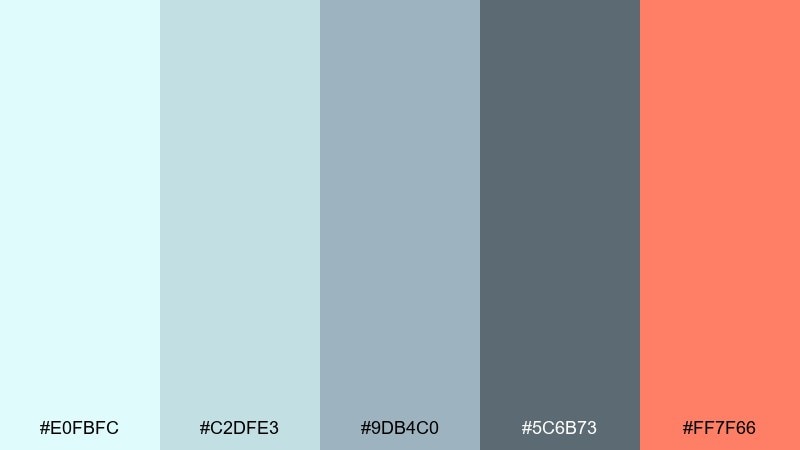 manta mist coral reef color palette with hex codes
