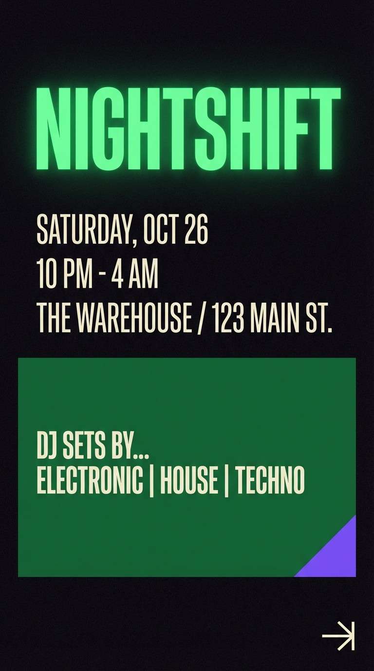 green nightlife event poster