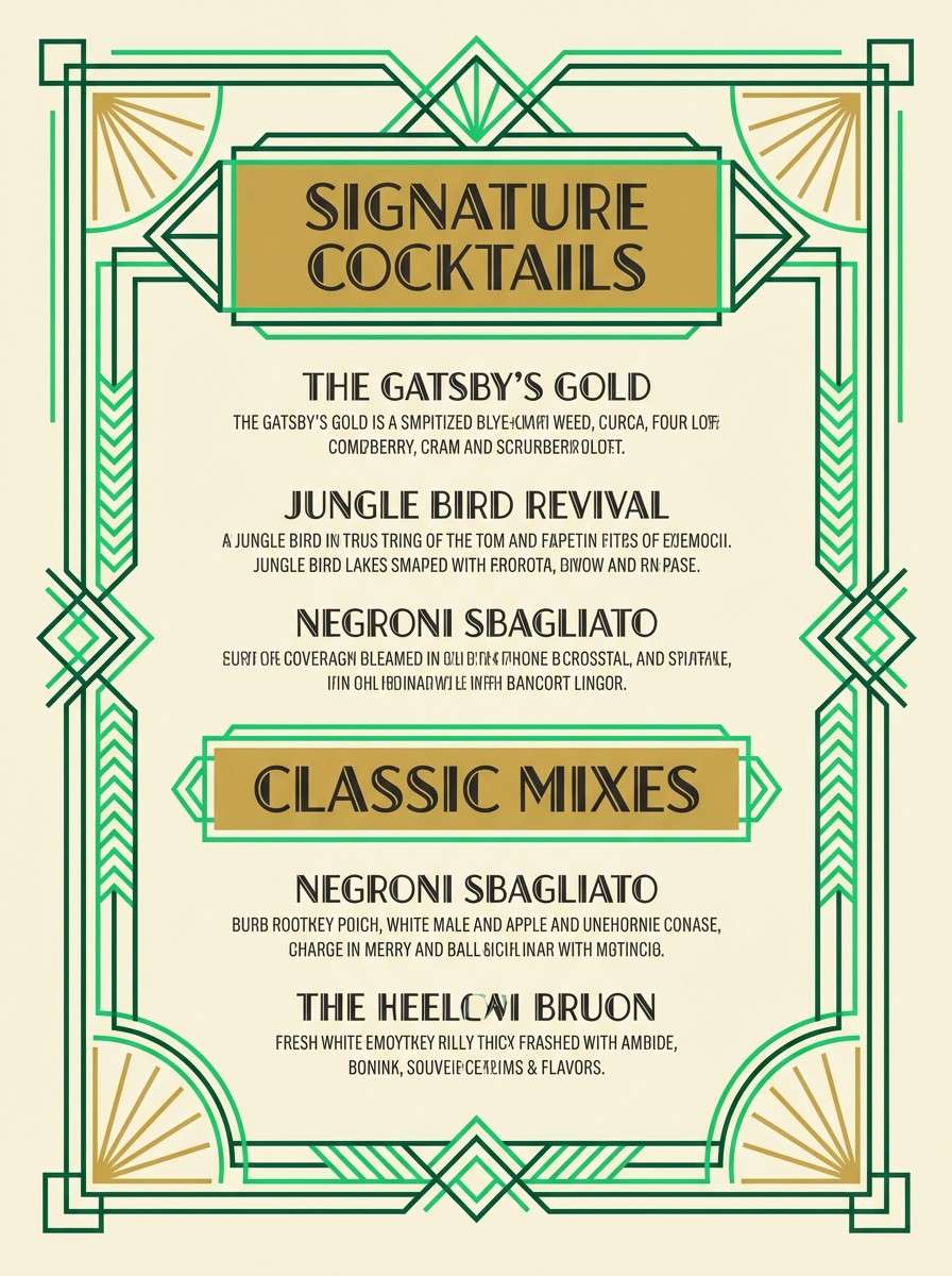 art deco cocktail menu