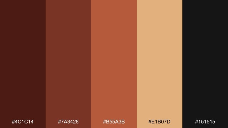 maple and ink mahogany color palette with hex codes