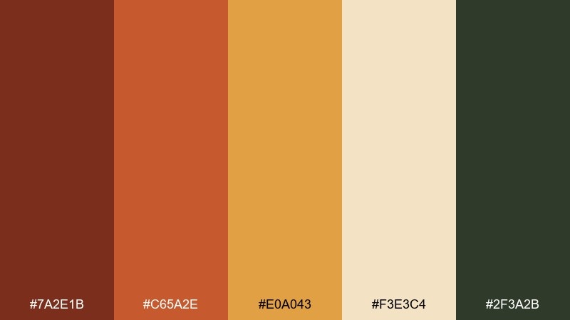 maple ember autumn leaves color palette with hex codes