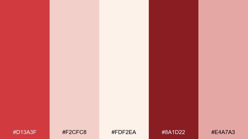 maraschino mist red cream color palette with hex codes