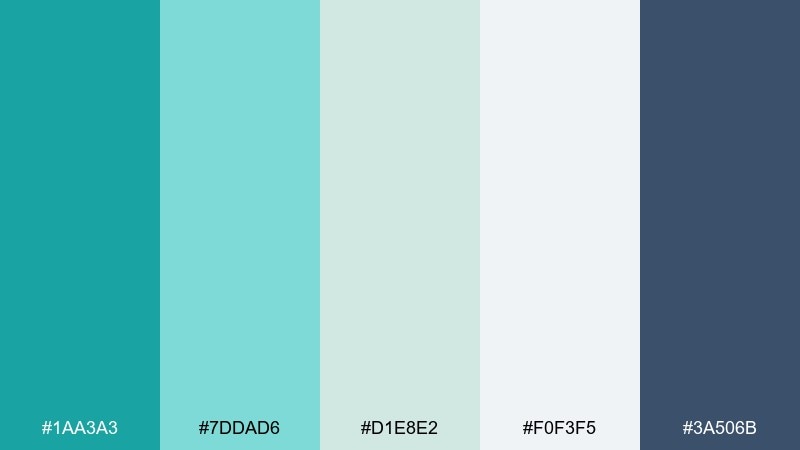 marble aqua color palette with hex codes