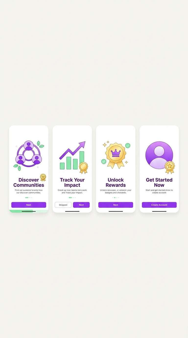 app onboarding screens in purple