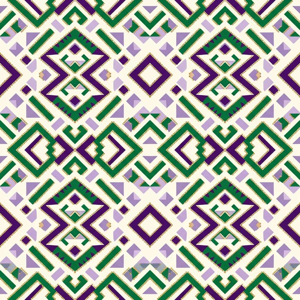 beadwork pattern in purple and green