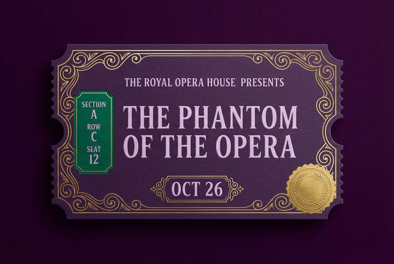 theater ticket in jewel tones