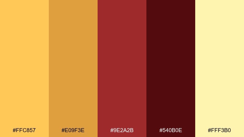 marigold market color palette with hex codes