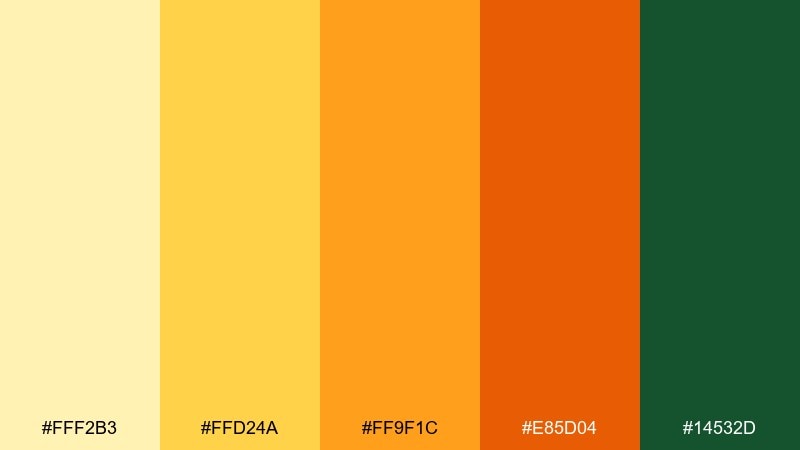 marigold market color palette with hex codes