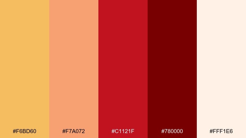 marigold merlot color palette with hex codes