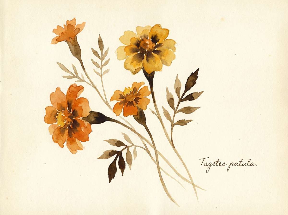 marigold watercolor illustration