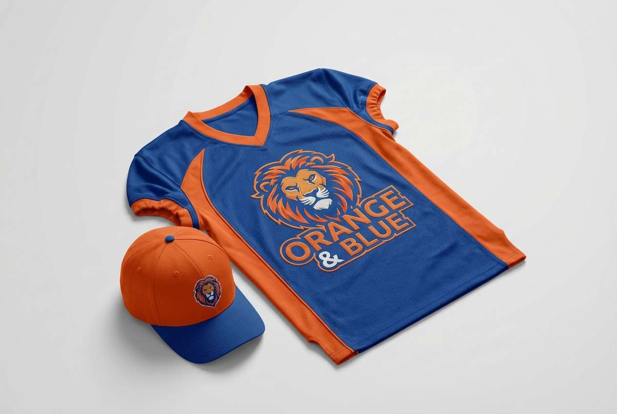 sports merch orange blue