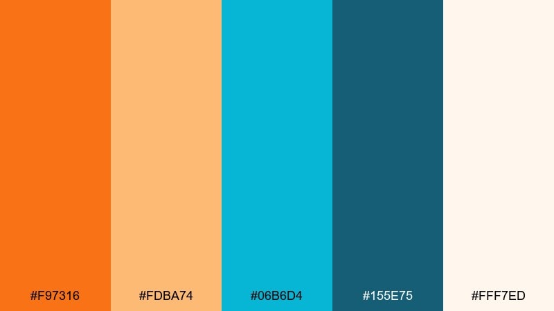 market awning orange cyan color palette with hex codes