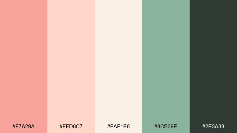 market morning salmon peach color palette with hex codes