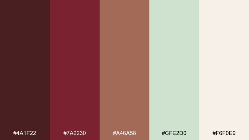 maroon meadow botanicals color palette with hex codes