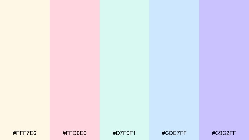 marshmallow cream candy color palette with hex codes