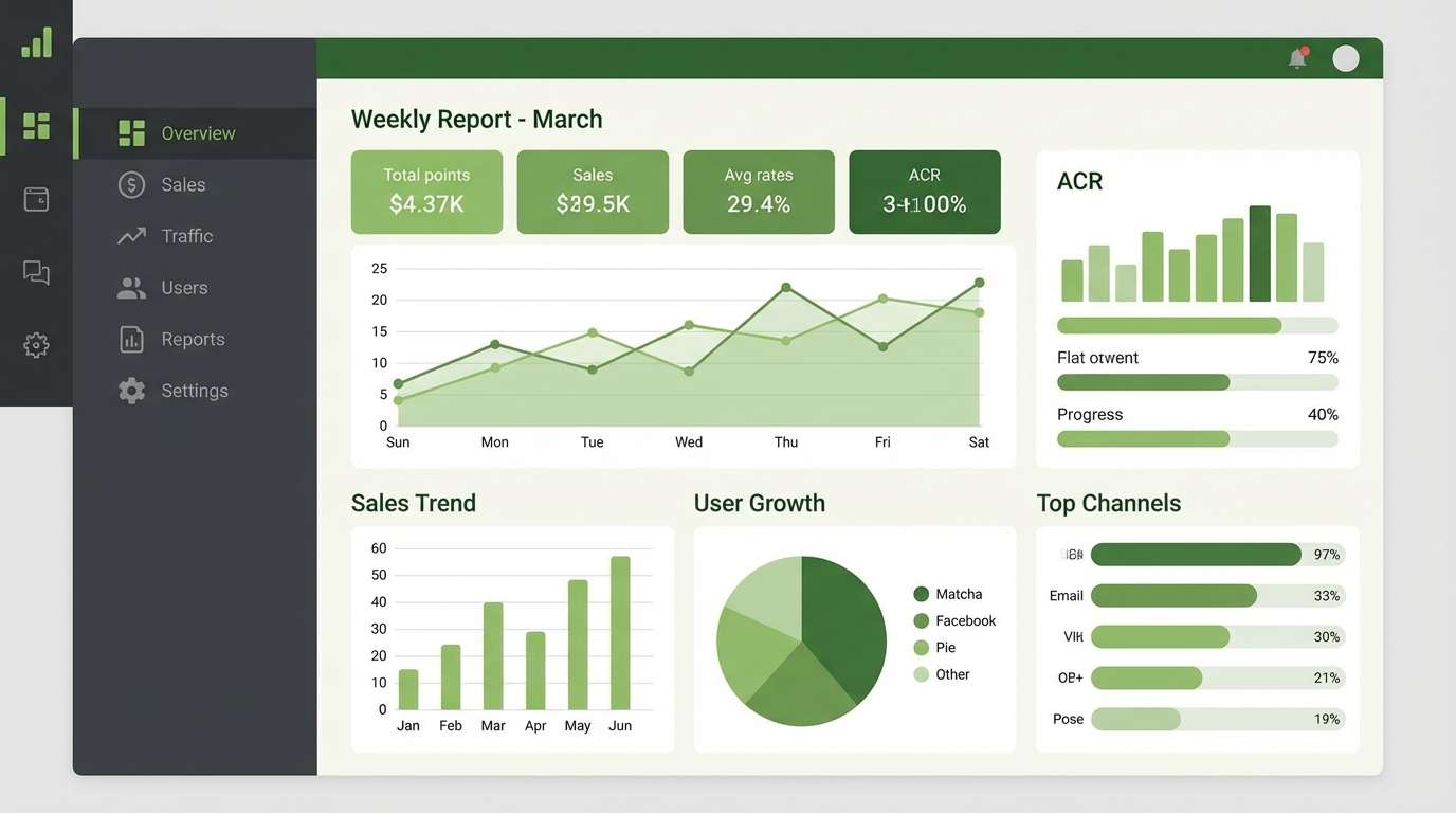 matcha charcoal dashboard ui
