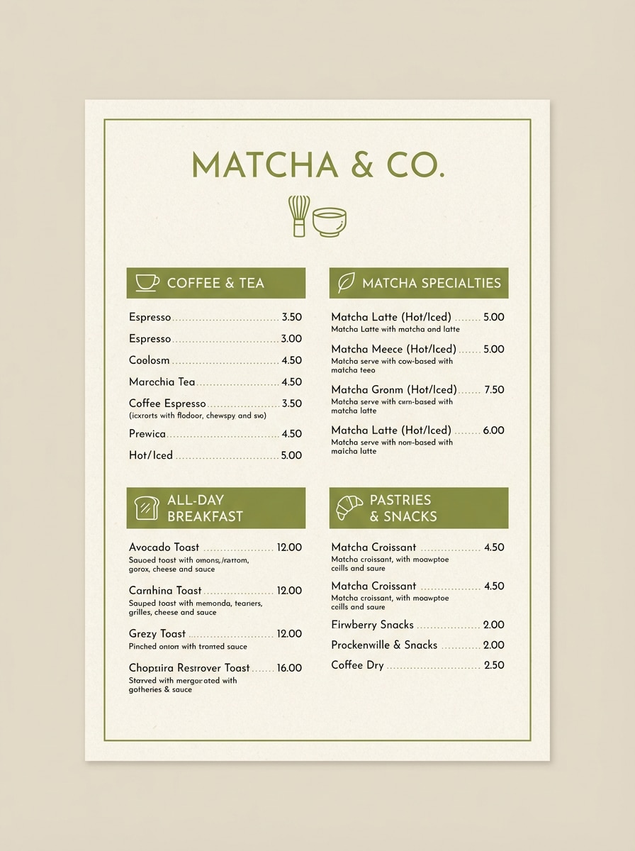 matcha green palette cafe photo