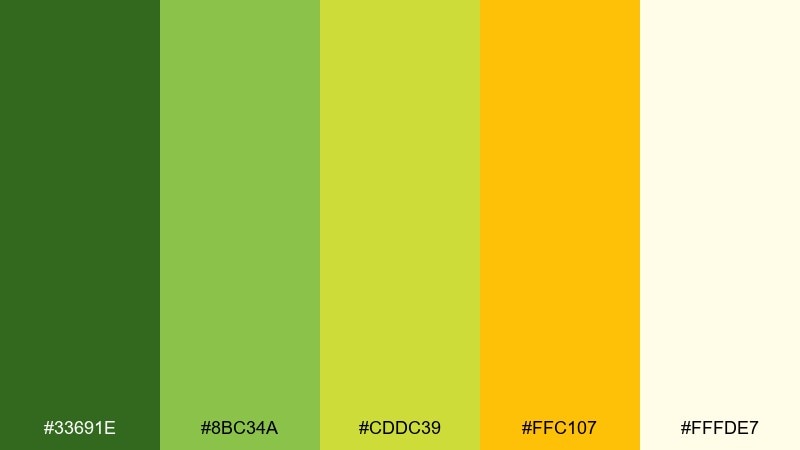 matcha lemonade green yellow color combination with hex codes