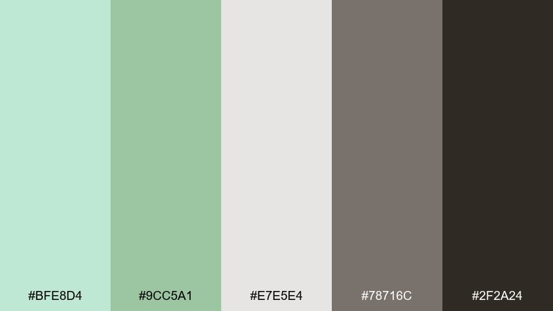 matcha marble mint color palette with hex codes