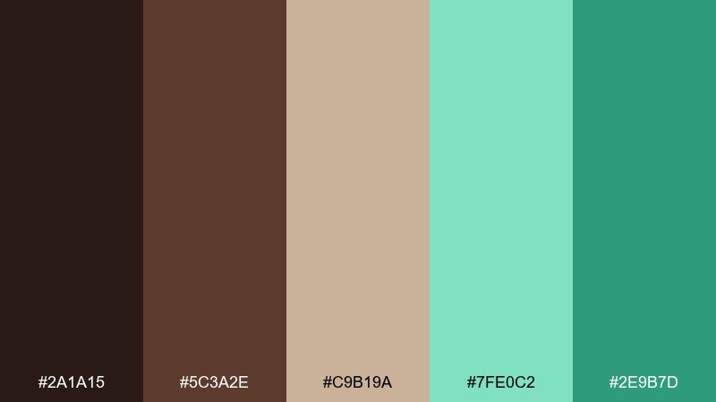 matcha-mocha-studio chocolate mint color palette with hex codes