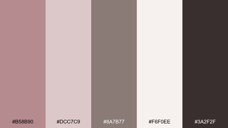 matte cosmetic branding rose taupe color palette with hex codes