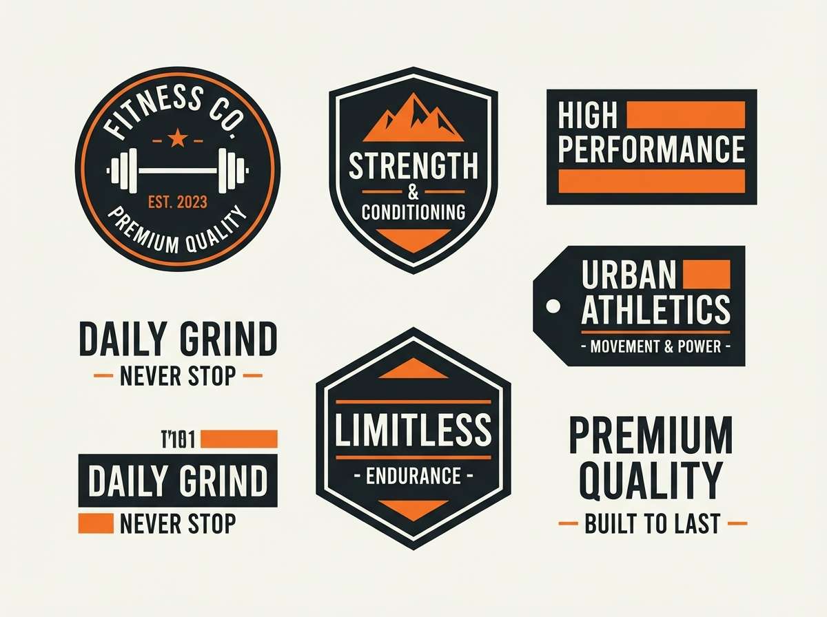 fitness badges with orange accents