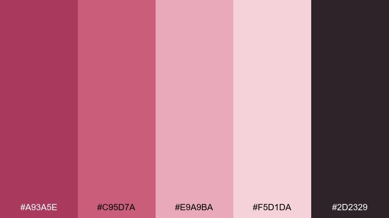 mauve berry monochrome blush raspberry color palette with hex codes