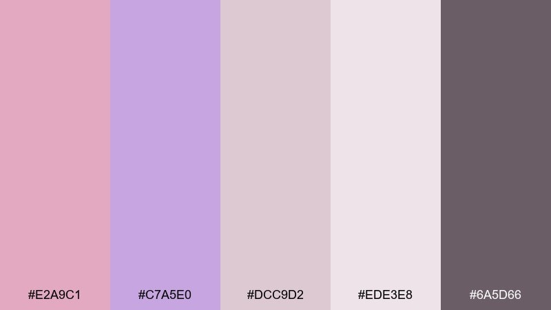 mauve clay neutral pink lavender color palette with hex codes