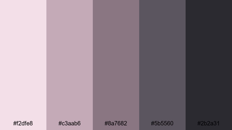 mauve granite paper color palette with hex codes