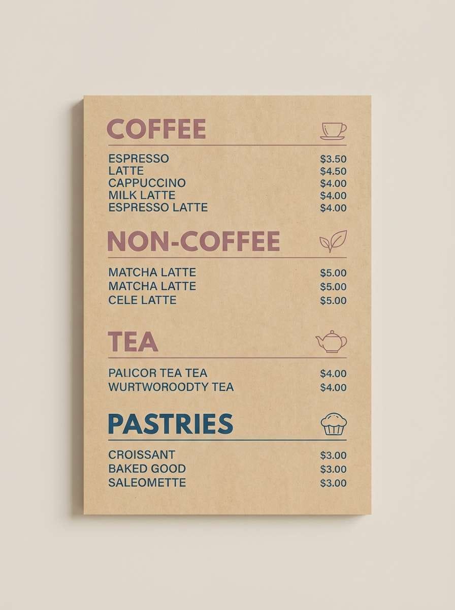 coffee menu board design