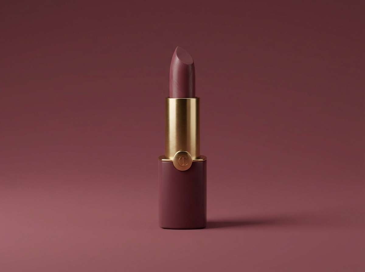 mauve maroon lipstick ad
